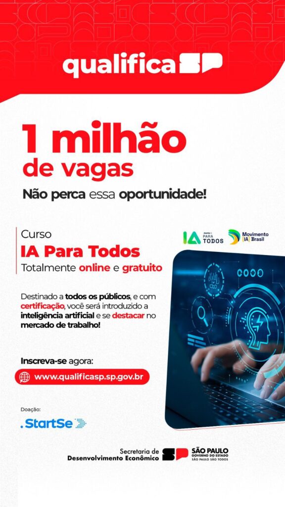 Todo brasileiro tem o direito de aprender sobre Inteligência Artificial. Aqui está a forma mais rápida e acessível de dar o seu primeiro passo.