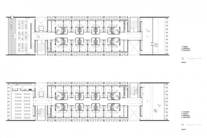 Casa Pastoral Monseñor Juan Sinforiano Bogarín — Conferencia Episcopal Paraguaya, plantas, Asunción, Paraguay, 2020. Arquitectos Nicolás Berger, Giacomo Favilli y Sergio Ruggeri (autores)<br />Imagen divulgación 