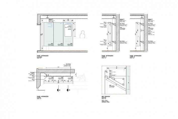 Cinema da Praça, detalhamento painel informações, Paraty RJ, 2018. Arquitetos Luís Tavares e Marinho Velloso (autores) / Arquipélago Arquitetos<br />Imagem divulgação  [Arquipélago Arquitetos]