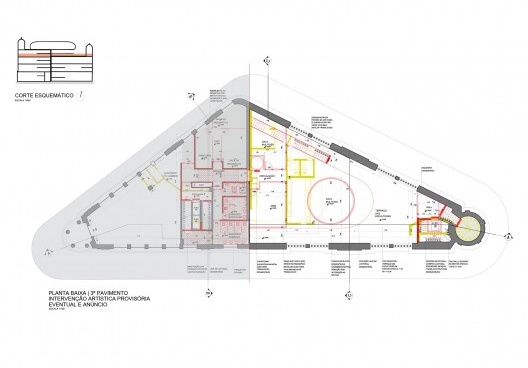 Projeto de "intervenção artística provisória" no edifício REC Cultural, Avenida Rio Branco 23, Bairro do Recife, Recife PE, 15 fev. 2024. Arquiteto José Bernardino Pereira dos Santos Filho<br />Imagem do projeto  [Processo em tramitação no Iphan]