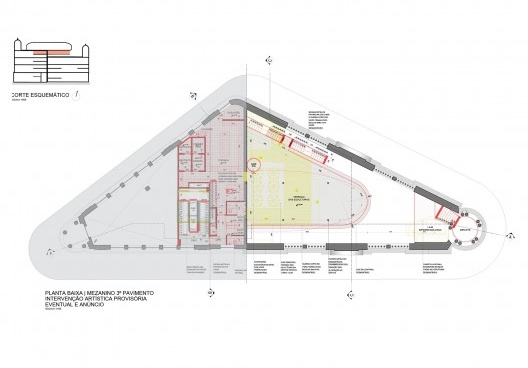 Projeto de "intervenção artística provisória" no edifício REC Cultural, Avenida Rio Branco 23, Bairro do Recife, Recife PE, 15 fev. 2024. Arquiteto José Bernardino Pereira dos Santos Filho<br />Imagem do projeto  [Processo em tramitação no Iphan]
