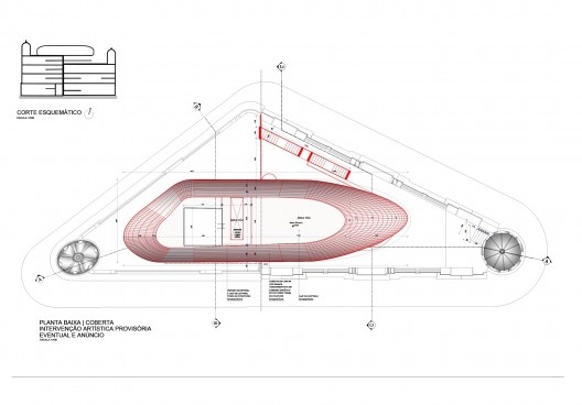 Projeto de "intervenção artística provisória" no edifício REC Cultural, Avenida Rio Branco 23, Bairro do Recife, Recife PE, 15 fev. 2024. Arquiteto José Bernardino Pereira dos Santos Filho<br />Imagem do projeto  [Processo em tramitação no Iphan]